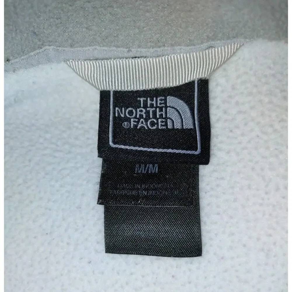The North Face Gray White/Ivory Fleece Zip Up Jacket Size Medium *Pocket Hole